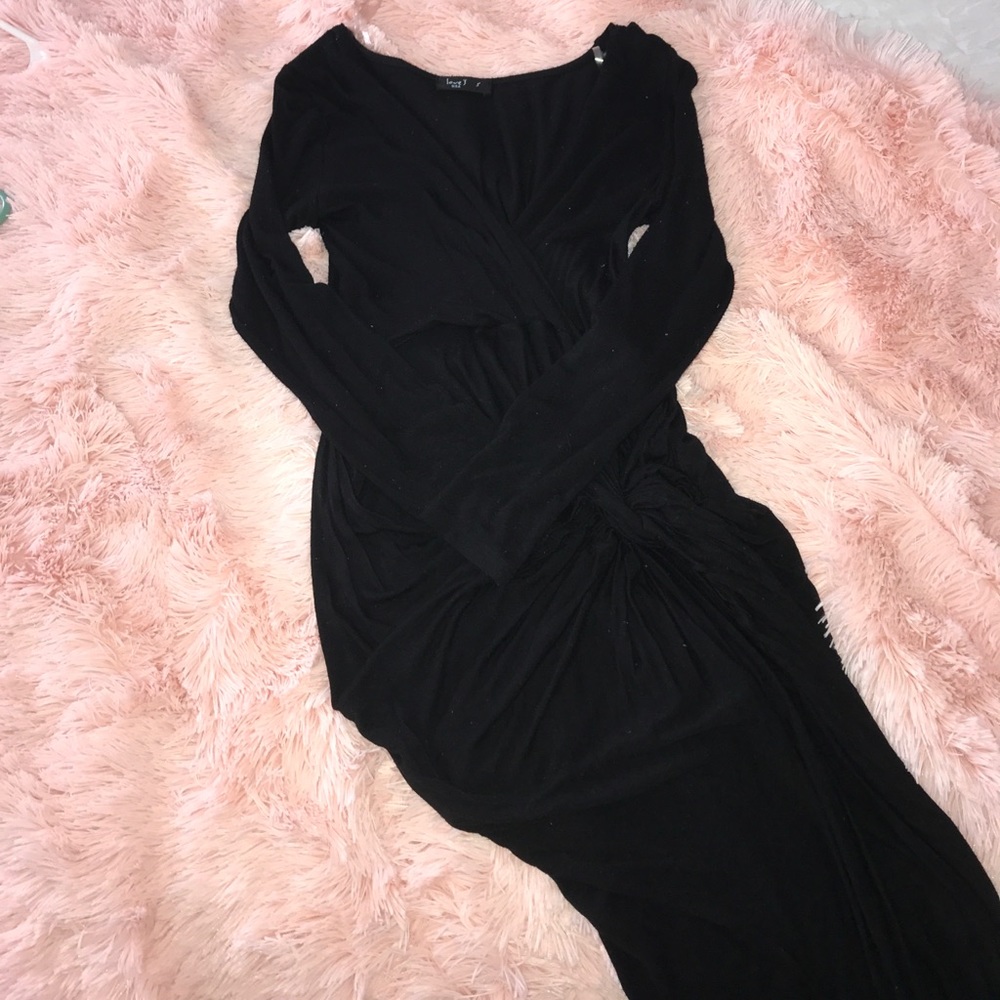 Black Draped Down Dress